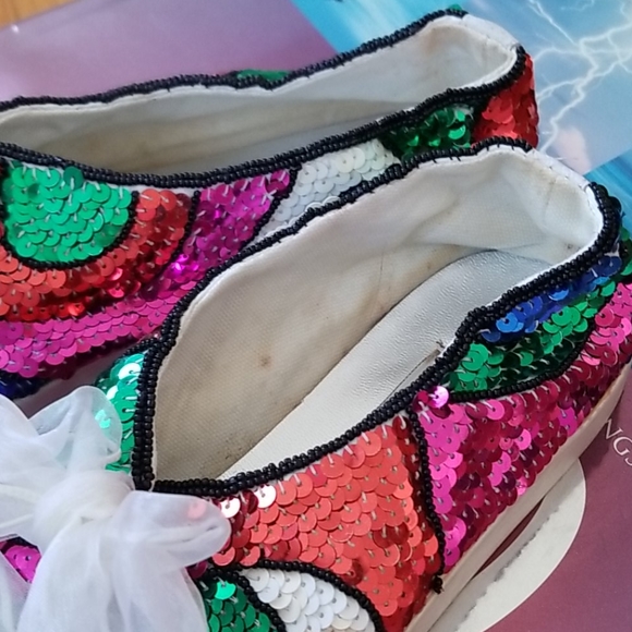 Vintage 1980's Sequin Tennis Shoes - On Your Feet - Picture 2 of 16